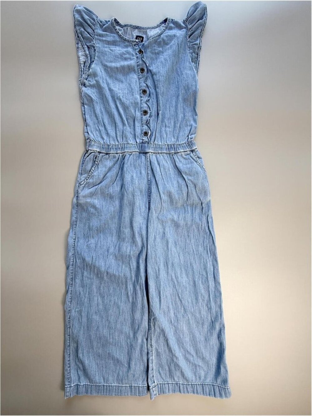 GAP Denim Jumpsuit with Ruffle Sleeves size XXL KIDS GIRL